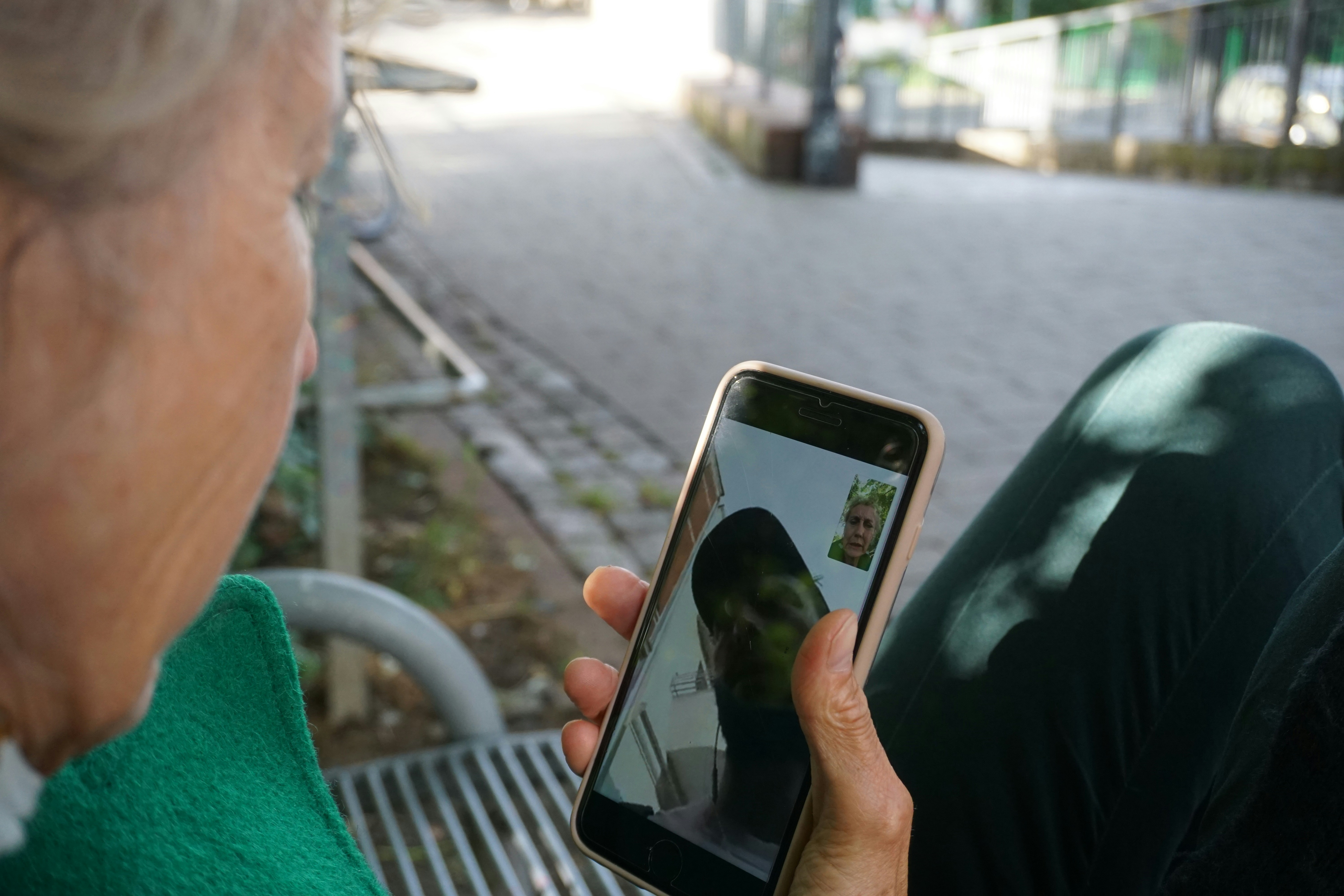 Grandma doing facetime with grandson.